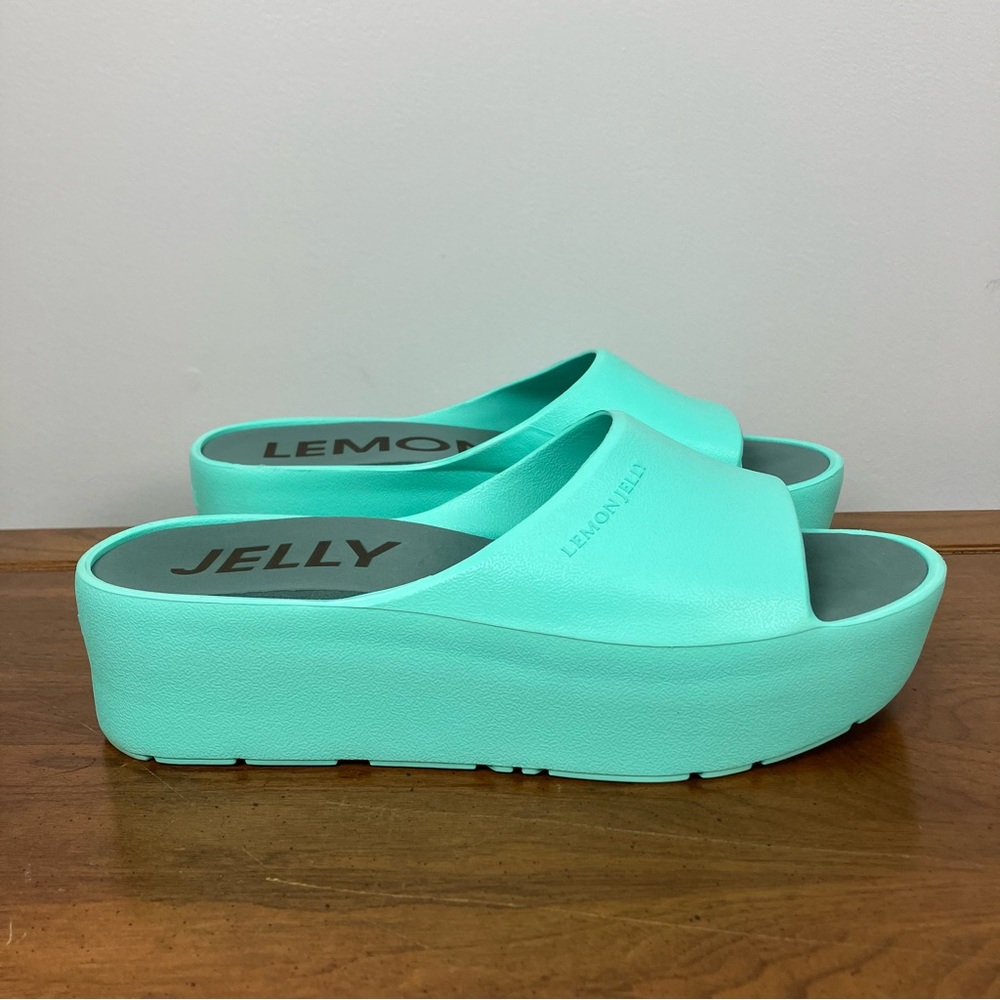 Lemon Jelly Sunny Platform Slide Sandals EU 41 Mint Aqua Waterproof Beach Pool